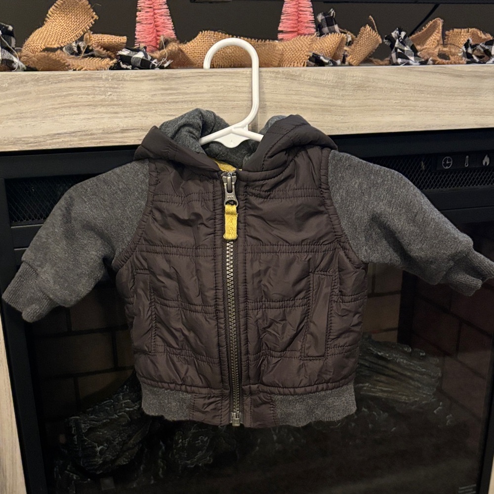 Brown and Gray Hooded Jacket for Kids
